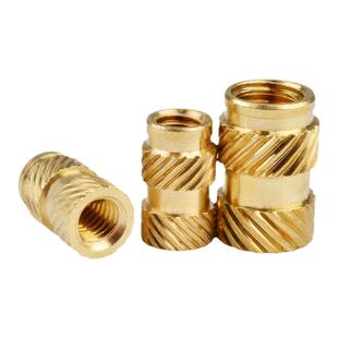 铜螺母定制m1通孔滚花螺帽土字斜八字热熔注塑铜罗母左右斜纹嵌件