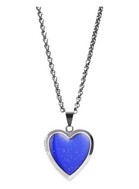 钛钢圆珠珍珠链女可打开桃心项链