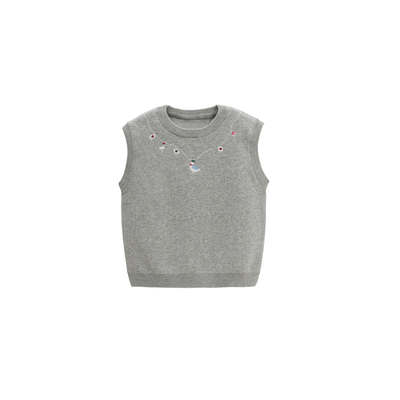 whitewheat秋季圆领棉纱无袖马甲