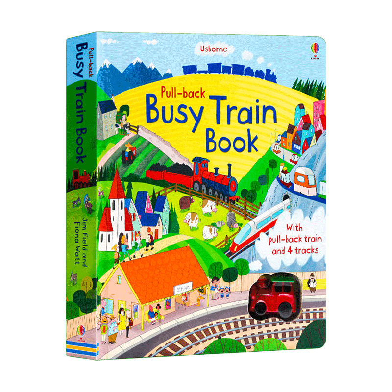 英文原版绘本 Pull-back Busy Train Book 繁忙的火车 儿童互动游戏读物 英文版 进口英语原版书籍