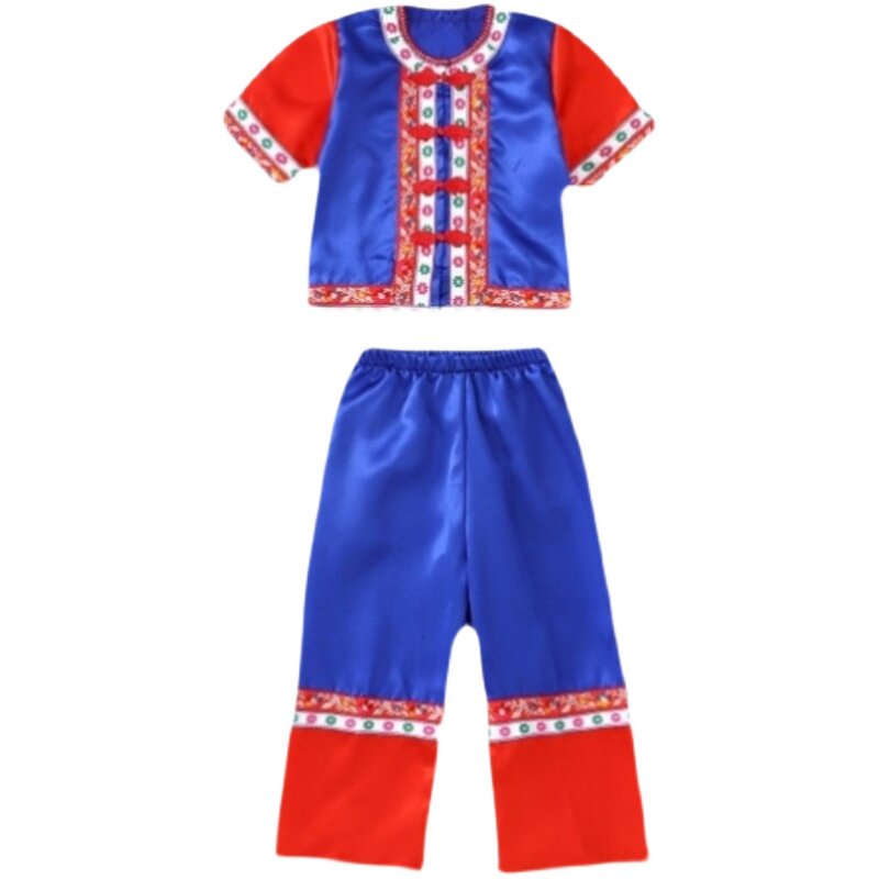 广西男儿童壮族三月三服装苗族侗族瑶族服饰六一男童傣族葫芦丝演