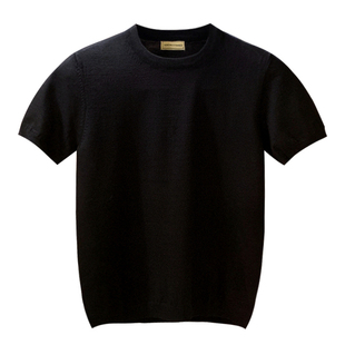 夏季新款潮流黑色修身t恤男士短袖 休闲白色圆领针织上衣打底衫男