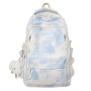 大容量扎染通勤书包初中女生高中双肩包百搭减负大学生旅行背包男