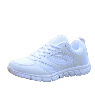 冬季白色运动鞋纯白色皮面鞋女休闲鞋系带大码女鞋情侣旅游鞋网鞋