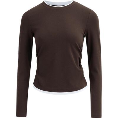 本来BENLAI女士抗菌假两件修身长袖打底衫T恤2026春新款BNT460004