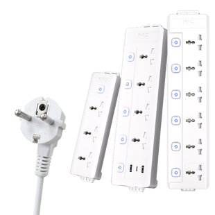 欧标插线板圆孔排插德标插座转换器插排韩国转换插头欧洲接线板