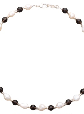 里晤LIWU·云墨系列|S925银茶晶天然淡水珍珠项链送女友生日礼物