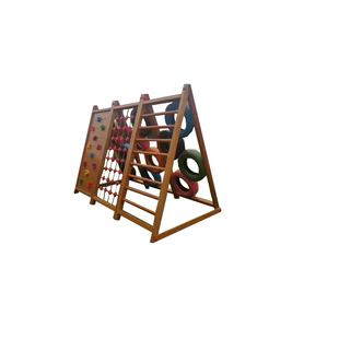 大型户外木质滑梯攀爬架黄花梨海盗船木制儿童玩具平衡木荡桥钻洞