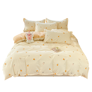 红豆纯棉床上四件套全棉学生宿舍单人床单被套三件套床笠四季通用