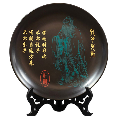龙山黑陶孔子文创手工艺品