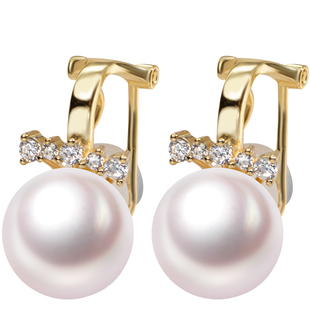 南珠宫无耳洞救星 S925银淡水珍珠耳环耳夹 大颗粒扁圆白E011SD-J