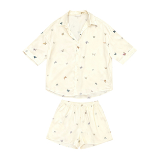 猫人冰丝睡衣女夏季薄款带胸垫衬衫裙短裤长裤高级感送闺蜜礼盒装