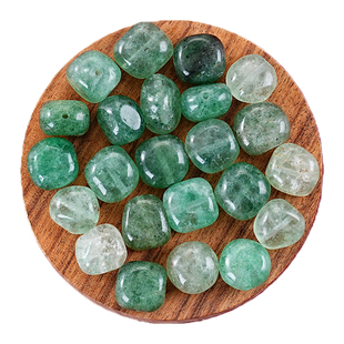 天然绿草莓晶有孔散珠子随形diy士多啤梨晶饰品水晶手串碎石配件