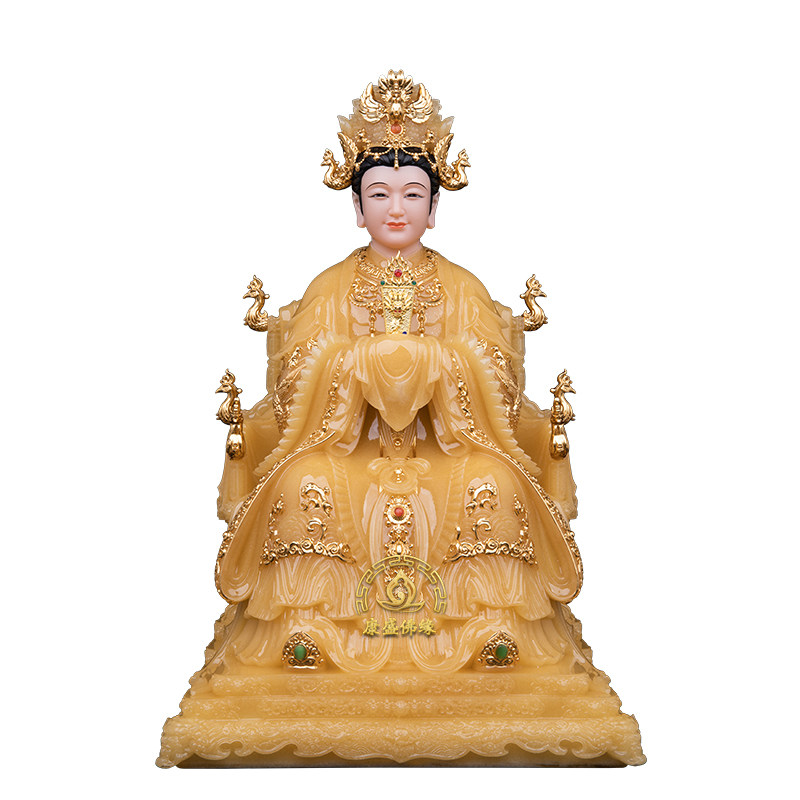 碧霞元君神像汉白玉供奉摆件