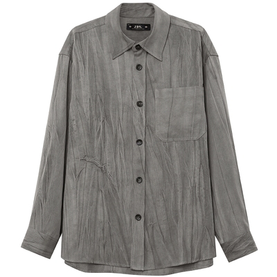 JDV商场同款灰色莱赛尔长袖衬衫