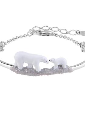 白色北极熊半镯手链女