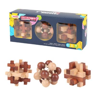 米米智玩斗木三杰鲁班锁玩具