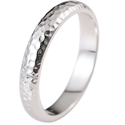 古法手工锤纹铂金男女素圈戒指