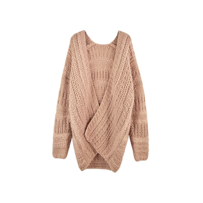 慵懒加厚粗毛线温柔手打两色外套