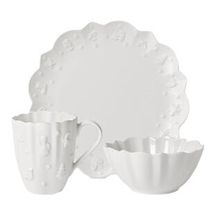 【圣诞礼物】villeroyboch德国唯宝圣诞皇家白色浮雕碗盘餐具套装