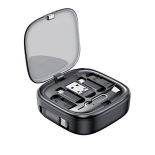 【支持Logo定制】多功能typec数据线一体收纳盒三合一充电线伸缩60W快充线适用苹果15华为手机取卡针公司礼品