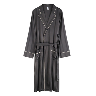 轩靓男士睡袍春秋冰丝薄款长袖睡衣仿真丝绸大码浴袍高级感家居服