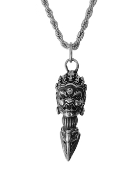 吾岸樊霄云旗同款大黑天吊坠项链降魔金刚杵四面佛钛钢毛衣链项坠