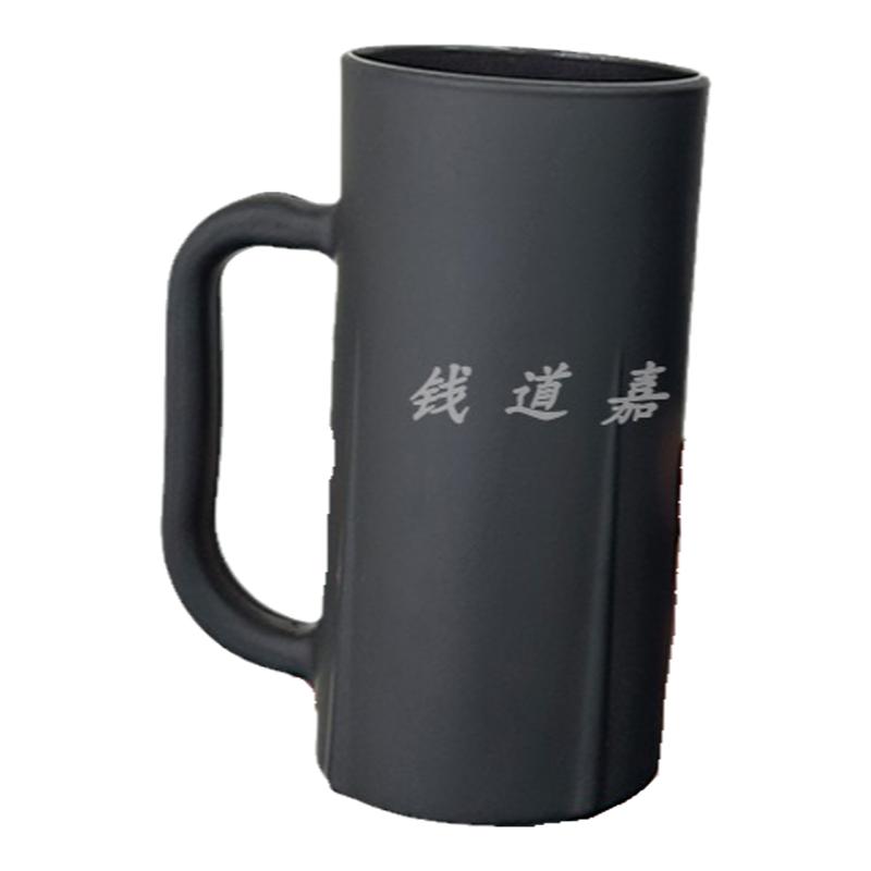 钱道嘉曜黑带把直身玻璃水杯家用