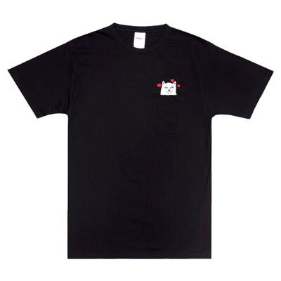 潮牌RIPNDIP比心口袋猫短袖T恤