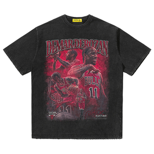 摇滚计划球星公牛德罗赞印花美式高街头篮球嘻哈短袖T恤男春夏季