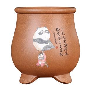 降坡泥泥绘紫砂兰花盆精品透气矮种春兰翠盖荷绿云宋梅植物桌面盆