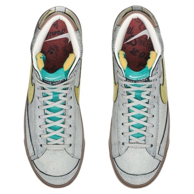 Nike Blazer mid'77西蒙斯联名包裹防滑翻毛皮中帮篮球鞋男款灰黄