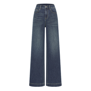 SIINSIIN直筒牛仔裤黑色垂坠高级高腰收腹宽松休闲裤子女款阔腿裤