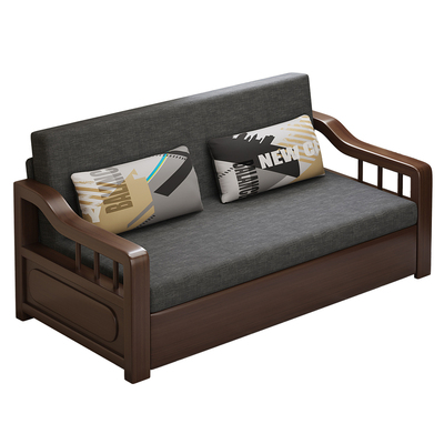 新中式实木多功能沙发床两用