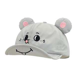 可爱灰耗子大老鼠翻檐鸭舌帽子女夏季透气遮阳防晒搞怪卡通棒球帽