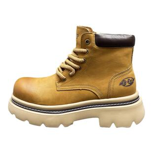 英伦风马丁靴男冬季加绒保暖棉鞋厚底大黄靴百搭户外工装机车靴子