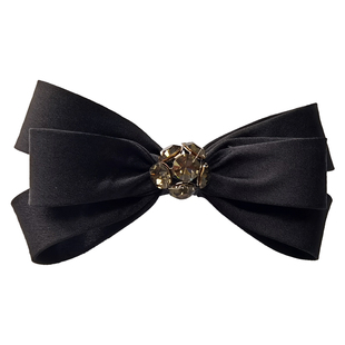 韩国水钻优雅立体蝴蝶结发夹女后脑勺半扎发头饰一字夹马尾弹簧夹