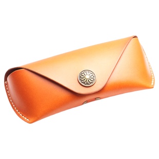 原创复古手工真皮近视眼镜男太阳镜GM墨镜盒超轻便携钮扣式收纳盒