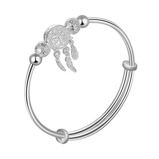 老银匠s999足银手镯女捕梦网实心年轻款纯银镯子情人节礼物送女友