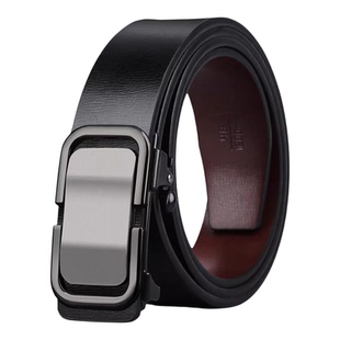 袋鼠男士皮带真皮无牙自动扣腰带年轻人时尚百搭牛皮裤带新款潮流