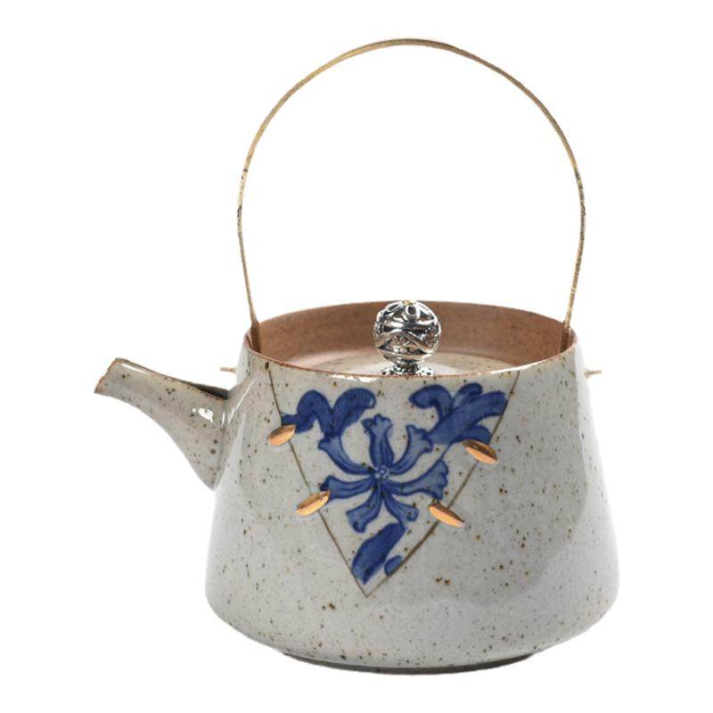手绘青花小号提梁壶日式功夫茶具
