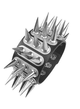 超长合金尖刺铆钉长条云梯皮手链