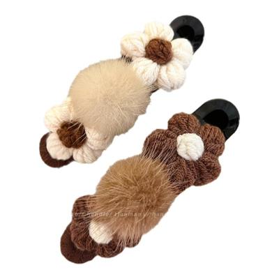 花朵毛球鸭嘴夹超级精致方便