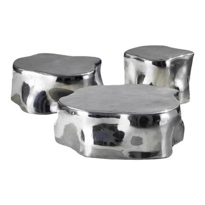 高级感不锈钢组合茶几罗伯特轻奢