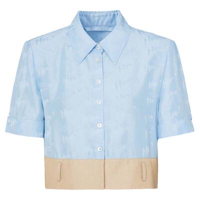 HPLY荷比俪夏季新款女丝滑字母logo拼接衬衫HMD23630259