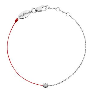 Redline/红绳女士Minimaliste 0.02克拉圆形钻石白金半绳半链手链