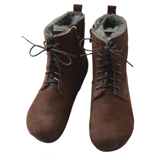 真皮女鞋皮毛一体中筒雪地靴休闲软底软面文艺复古休闲皮靴短筒外