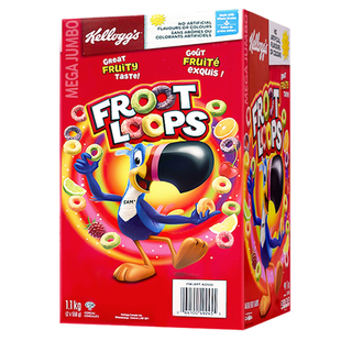 进口Kelloggs家乐氏麦圈谷物麦片脆圈圈冲饮即食儿童早餐营养玉米