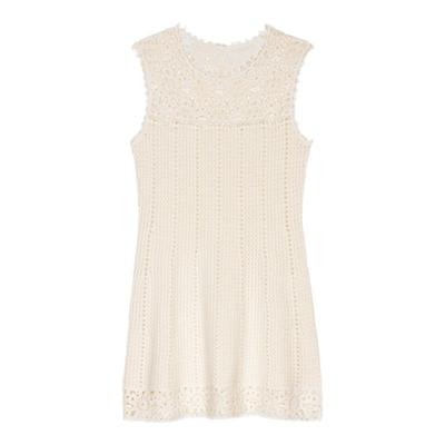 Maje法式白色收腰短款针织连衣裙
