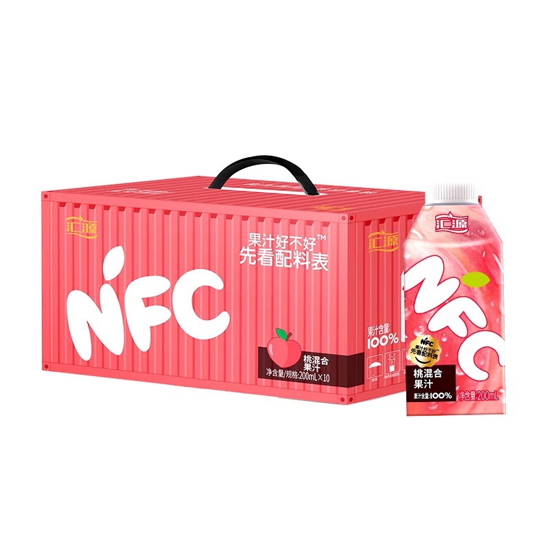 汇源NFC100%桃汁200ml*10瓶